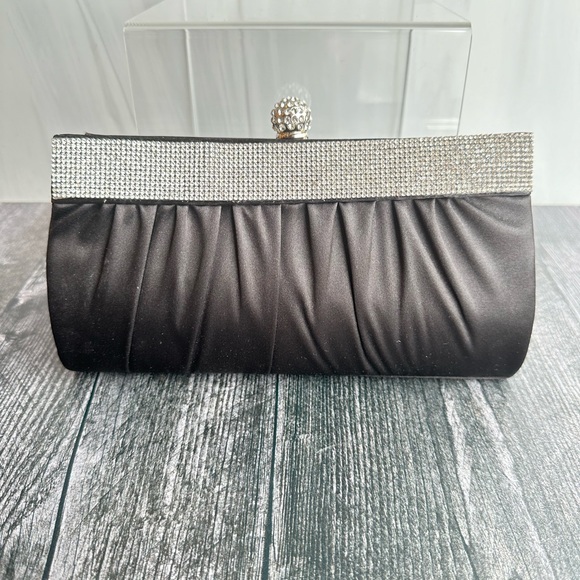Black Clutch with Crystal Jewel Embellishments - Picture 3 of 5